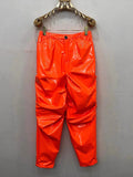 QDBAR Spring Colored Loose Shiny Reflective Patent Faux Leather Harem Pants Men Luxury Designer Y2K Clothes Trousers 2025