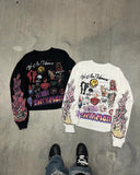 QDBAR 90s Streetwear Y2K Gothic Punk Men Street Graffiti Long Sleeve Women Hip Hop Retro Harajuku High Street Loose Sweatshirt Couple New Pattern Top