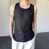 QDBAR Thin Sheer Crew Neck Tank Top