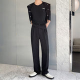 QDBAR Irregular Belt Embellished Slacks