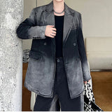 QDBAR Retro Gradient Large Lapel Denim Suit Wide Leg Suit