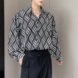 QDBAR Geometric Pattern Loose Long Sleeve Shirt