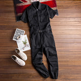 QDBAR Retro Casual Multi-Pocket Short Sleeve Jumpsuits