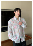 QDBAR 2024 Fall Fashion Niche Design Sense Floral Shirt Men's 2024 Summer New Fashionable Casual Loose Long-sleeved Sun-protective Jacket