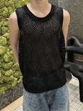 QDBAR Sleeveless Waistcoat Hollow-out Vest High-end Men's Niche Design Base Casual Summer New Knitted Short-sleeved Top