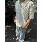 QDBAR Niche Retro Hollow Shirt Boys Summer New Knitted Shirt Short-sleeved Old Money Style Wear Lapel Half-sleeved Top