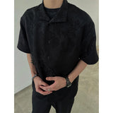 QDBAR New Chinese Style Cashew Flower Textured Lapel Shirt For Men Summer New Niche Cleanfit Retro Casual Shirt For Men