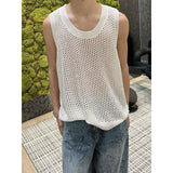 QDBAR Sleeveless Waistcoat Hollow-out Vest High-end Men's Niche Design Base Casual Summer New Knitted Short-sleeved Top