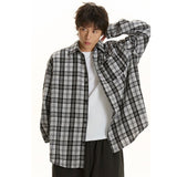 QDBAR 2024 Fall Fashion Trendy Brand American Plaid Shirt Jacket Men's Lazy Style 2023 Spring And Autumn New Style Top Plaid Retro Casual Shirt