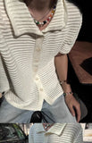 QDBAR Niche Retro Hollow Shirt Boys Summer New Knitted Shirt Short-sleeved Old Money Style Wear Lapel Half-sleeved Top