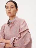 QDBAR Niche Plaid Bubble Gauze Long Sleeve Shirt 2024 Summer New Loose Casual Versatile Shirt Coat Top