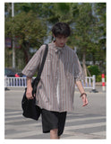 QDBAR 2024 Fall Fashion Korean Style Niche Striped Short-sleeved Shirt 2024 Summer New Boys Shirt Jacket Summer Loose Casual Top