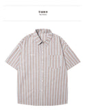 QDBAR 2024 Fall Fashion Korean Style Niche Striped Short-sleeved Shirt 2024 Summer New Boys Shirt Jacket Summer Loose Casual Top