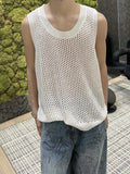 QDBAR Sleeveless Waistcoat Hollow-out Vest High-end Men's Niche Design Base Casual Summer New Knitted Short-sleeved Top