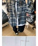 QDBAR Sun Dressing Old Tassel Destruction Plaid Shirt Men's Spring And Summer New Niche Retro Plaid Long-sleeved Shirt Top