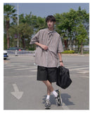 QDBAR 2024 Fall Fashion Korean Style Niche Striped Short-sleeved Shirt 2024 Summer New Boys Shirt Jacket Summer Loose Casual Top