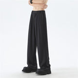 QDBAR Niche Draping Ice Silk Straight Pants Men's Summer New Fashion Brand Loose Wide Leg Pants Plutton Handsome Design Long Pants