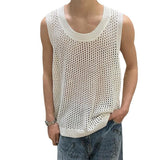 QDBAR Sleeveless Waistcoat Hollow-out Vest High-end Men's Niche Design Base Casual Summer New Knitted Short-sleeved Top