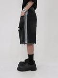 QDBAR Summer New Arrival Washed Rearing Dressed Three Bars Denim Hole Shorts Men's American Style Loose Casual Pants