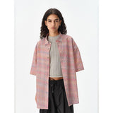 QDBAR Niche Plaid Bubble Gauze Long Sleeve Shirt 2024 Summer New Loose Casual Versatile Shirt Coat Top