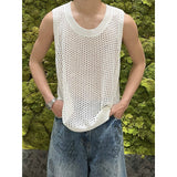 QDBAR Sleeveless Waistcoat Hollow-out Vest High-end Men's Niche Design Base Casual Summer New Knitted Short-sleeved Top