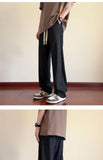 QDBAR Draping Texture Straight Pants Men's 2024 Summer New Fashionable Floor Trousers Loose Casual Ice Silk Pants