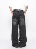 QDBAR 【Mz】washed Loose Wide-Leg Straight Jeans  Na1687