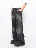 QDBAR 【Mz】washed Loose Wide-Leg Straight Jeans  Na1687