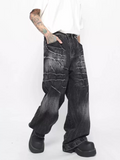 QDBAR 【Mz】washed Loose Wide-Leg Straight Jeans  Na1687